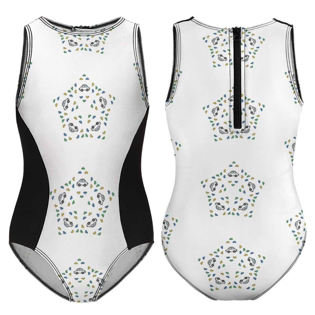Girls' Geometric Star Zip-Back One-Piece Swimsuit