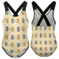 Cute Teddy Bear Cross-Back Girls Swimsuit | Custom AOP