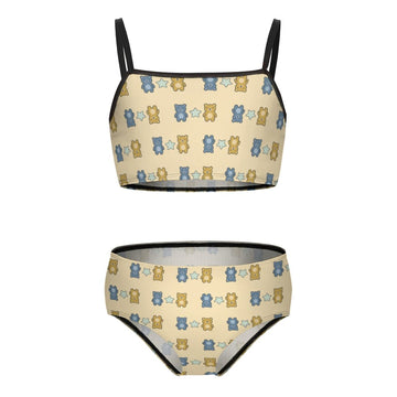 Cute Teddy Bear Girls Two-Piece Swimsuit | Custom AOP