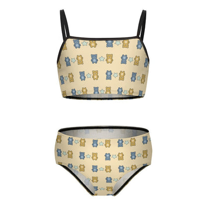 Cute Teddy Bear Girls Two-Piece Swimsuit | Custom AOP