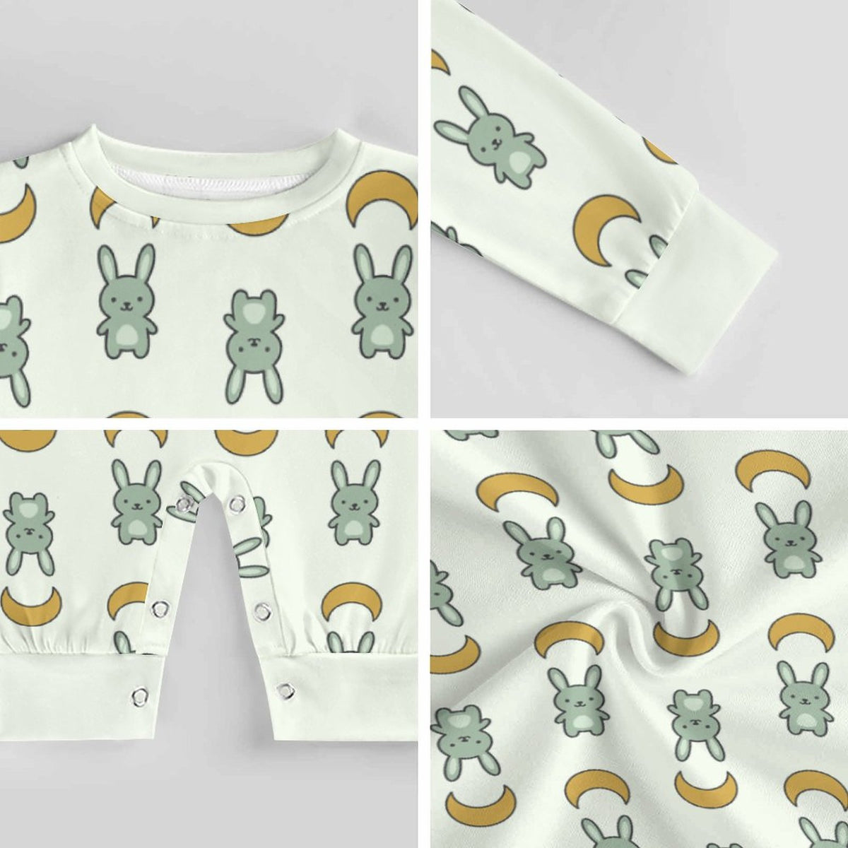 Cute Bunny Pattern Long Sleeve Baby Romper | Custom AOP