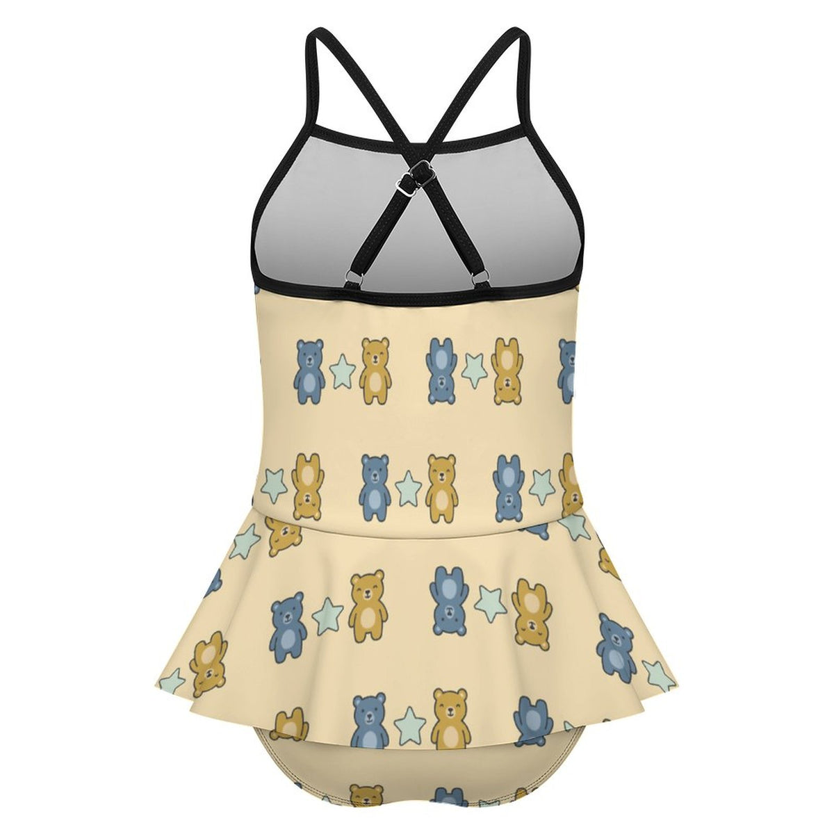 Girls Bear Print Strappy Swimsuit