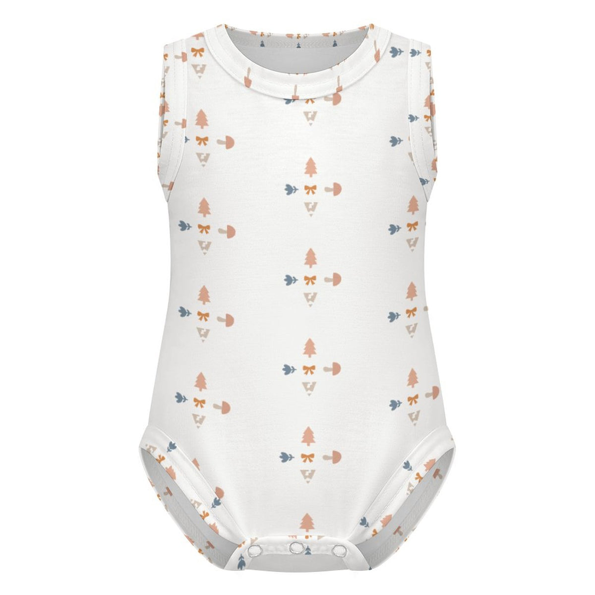 Baby White Patterned Sleeveless Tank Romper