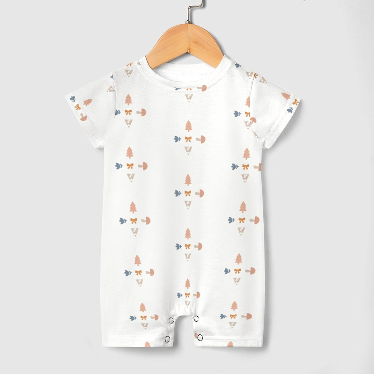 180GSM White Geometric Patterned Baby Onesie