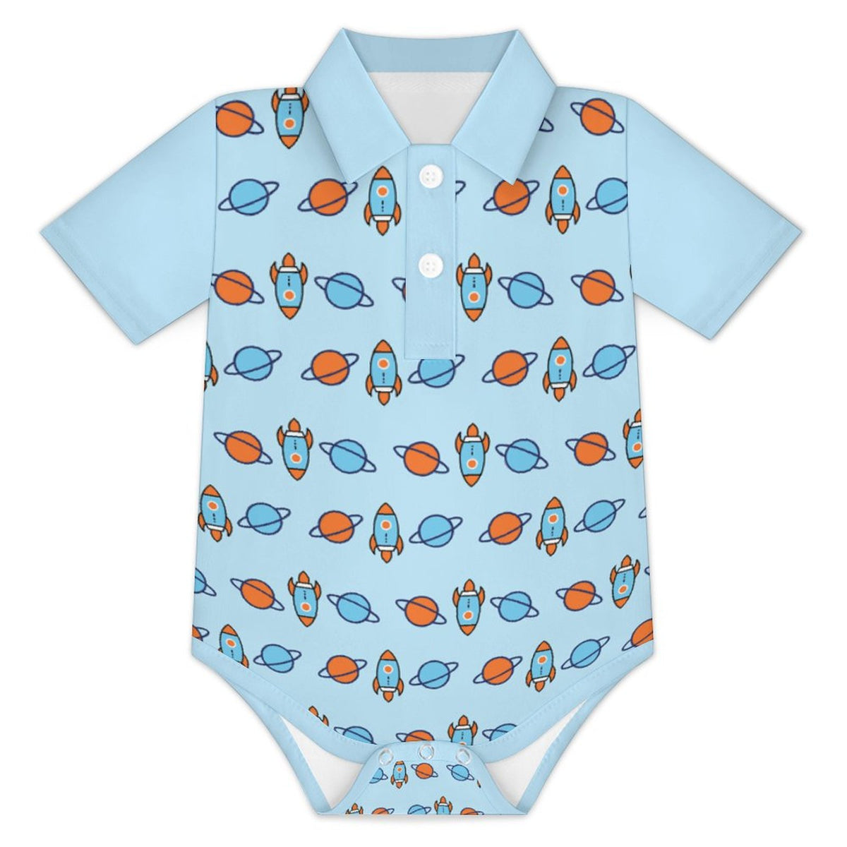 200gsm Baby Short Sleeve Polo Romper | All-Over Print