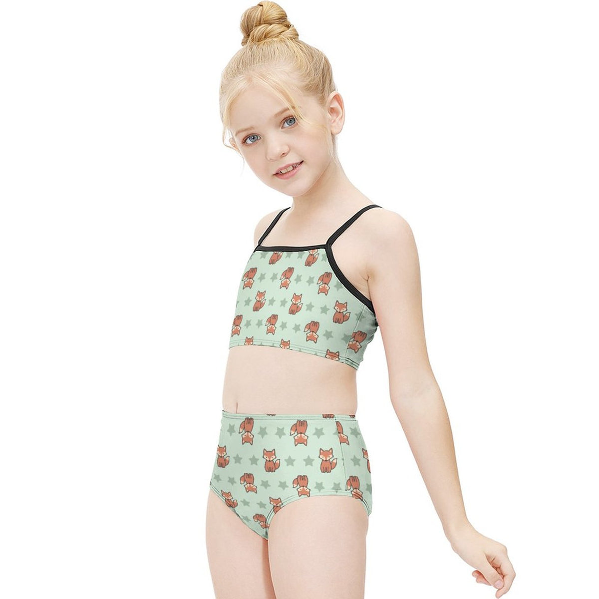 Cute Fox Print Cami Bikini Set for Girls | Custom AOP
