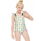 Cute Bunny & Moon Ruffle Strap Girls Swimsuit | AOP