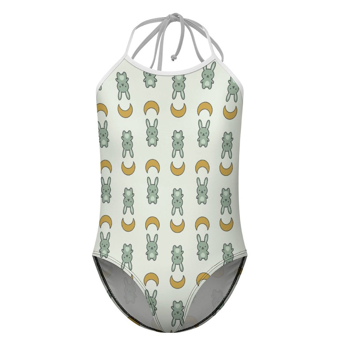 Cute Bunny & Moon Spaghetti Strap Girls Swimsuit | AOP