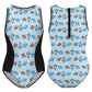 Outer Space High Neck Zip Back Girls Swimsuit