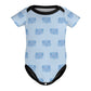 Cute Elephant Print Light Blue Cotton Baby Bodysuit