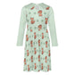 Cute Fox Print Peter Pan Collar Girls Long Sleeve Dress