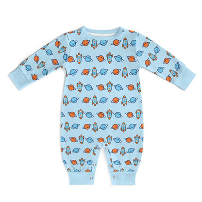 Outer Space Rocket Long Sleeve Baby Romper | 180gsm