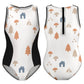 Girls' White Woodland High Neck Zip Swimsuit