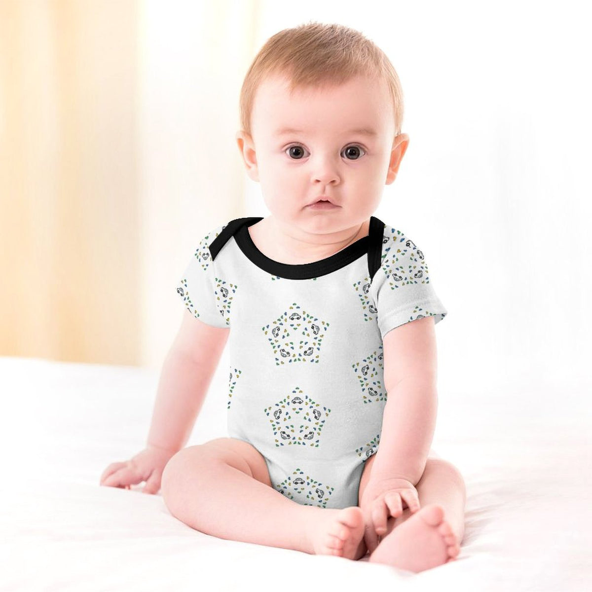 Geometric Star Cotton Short Sleeve Baby Onesie