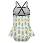 Girls Cute Bunny & Moon Cami Ruffle One-Piece Swimsuit
