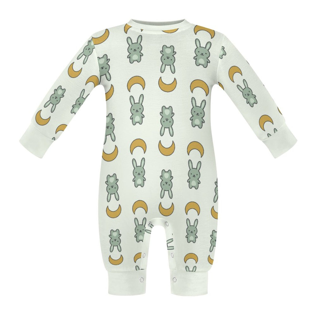 Cute Bunny Pattern Long Sleeve Baby Romper | Custom AOP