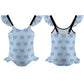 Girls' Light Blue Elephant Flutter Sleeve Swimsuit