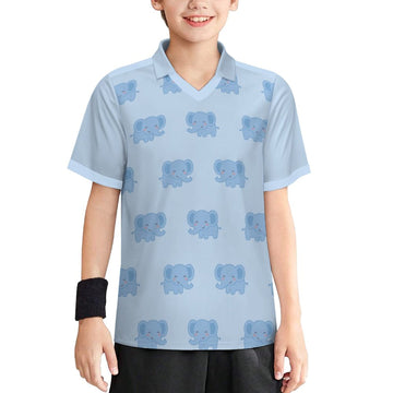 Kids' Blue Elephant Print V-Neck Soccer Jersey
