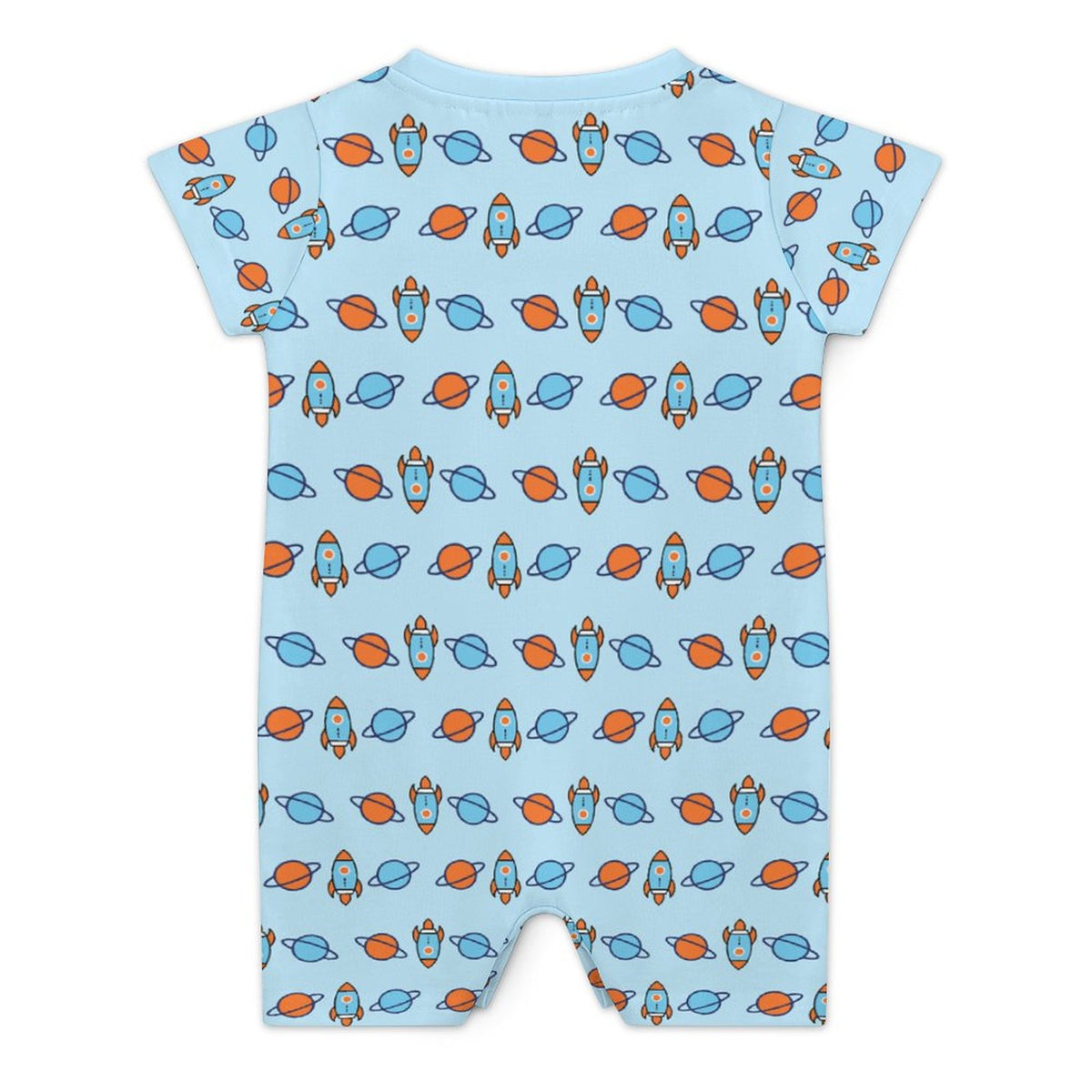 Outer Space Rocket Short Sleeve Baby Romper | 180gsm