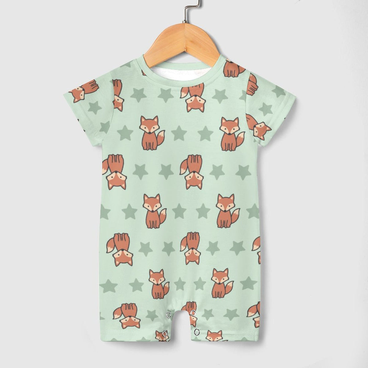 Cute Fox Print Short Sleeve Baby Bodysuit | 180gsm