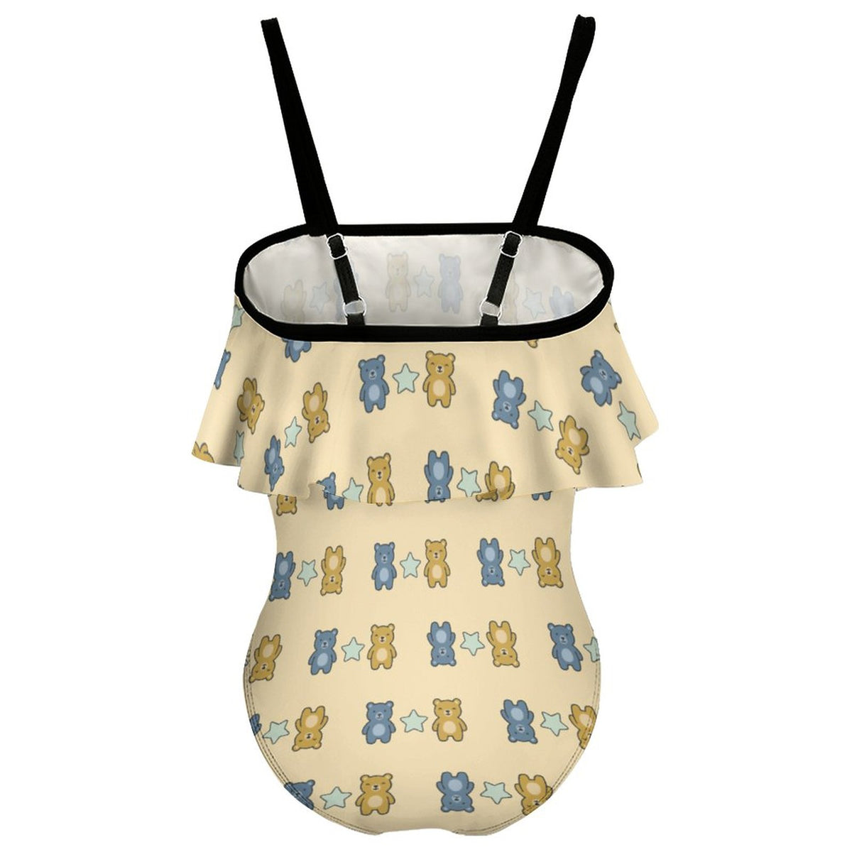 Cute Teddy Bear Off-Shoulder Girls Swimsuit | Ruffle