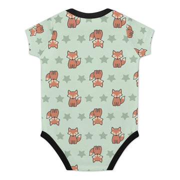 Cute Cotton Baby Fox Print Short Sleeve Onesie