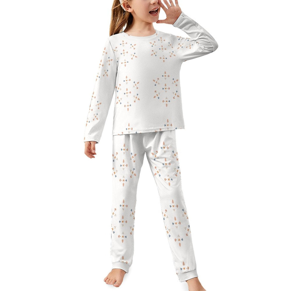 Girls' Geometric Print Long Sleeve Sleepwear Set