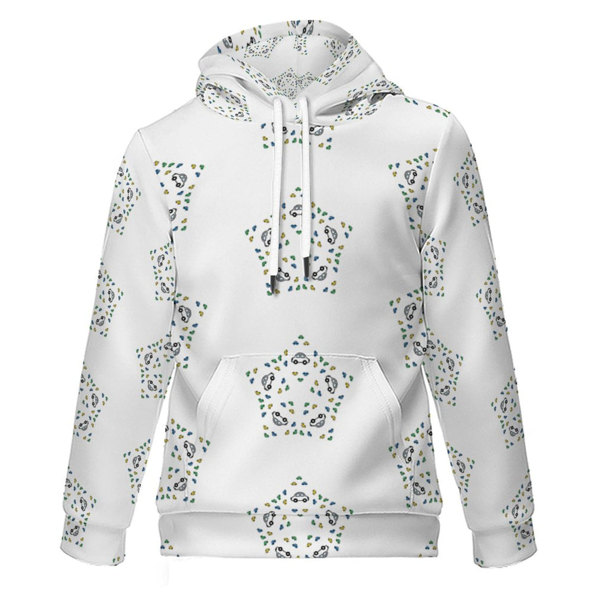 Kids' White Star Print Pullover Hoodie with Pocket