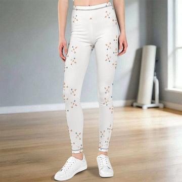 Girls' White Geometric Print Activewear Leggings