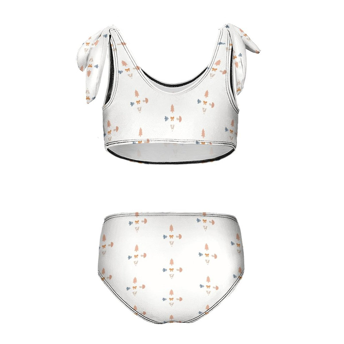 Girls' Geometric Print Tie-Shoulder 2-Piece Swimsuit