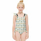 Cute Bunny & Moon Ruffle Strap Girls Swimsuit | AOP