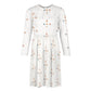 Girls' White Geometric Long Sleeve Flared Dress