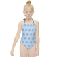 Girls' Blue Elephant Halter One-Piece Swimsuit