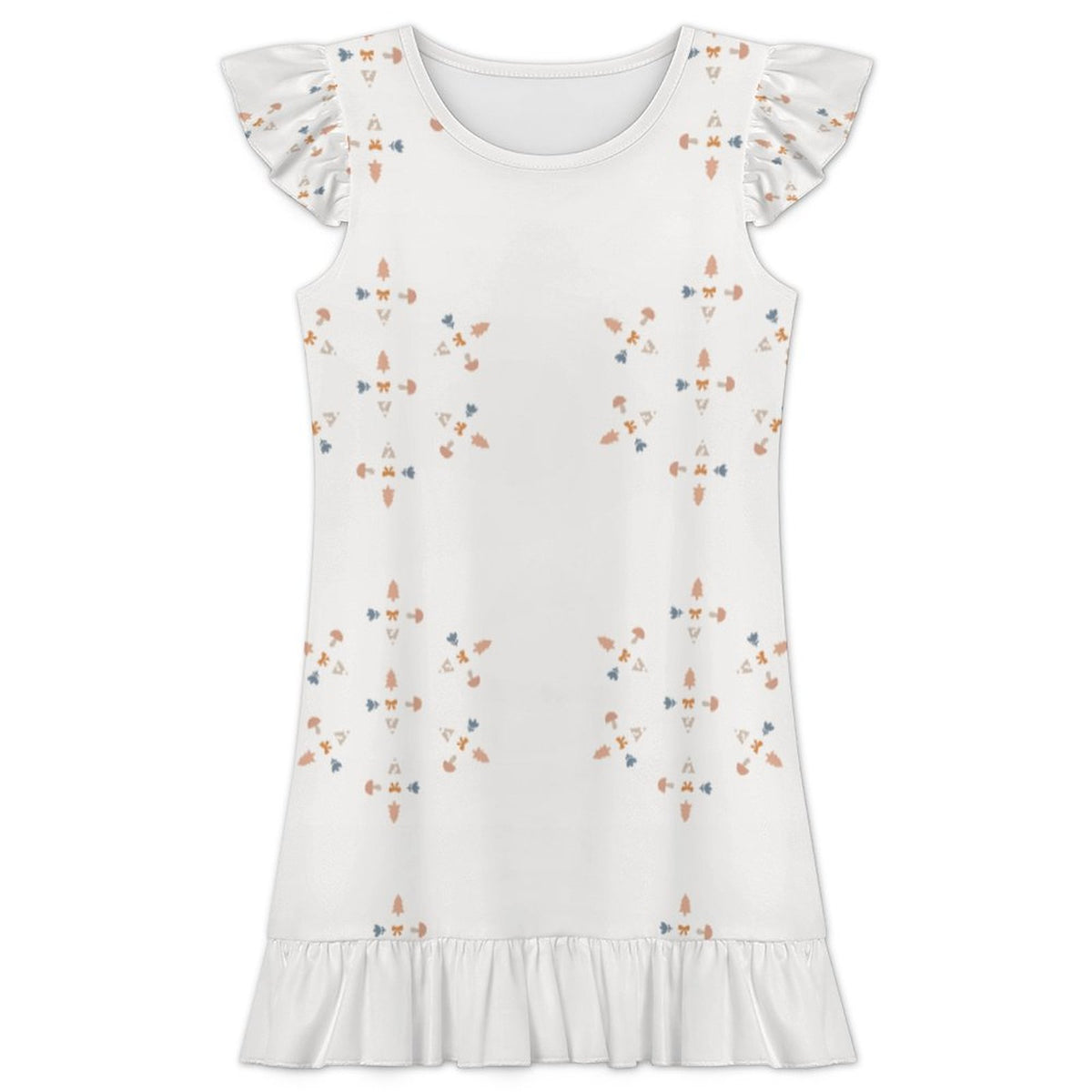 200GSM White Geometric Patterned Girls' Nightgown