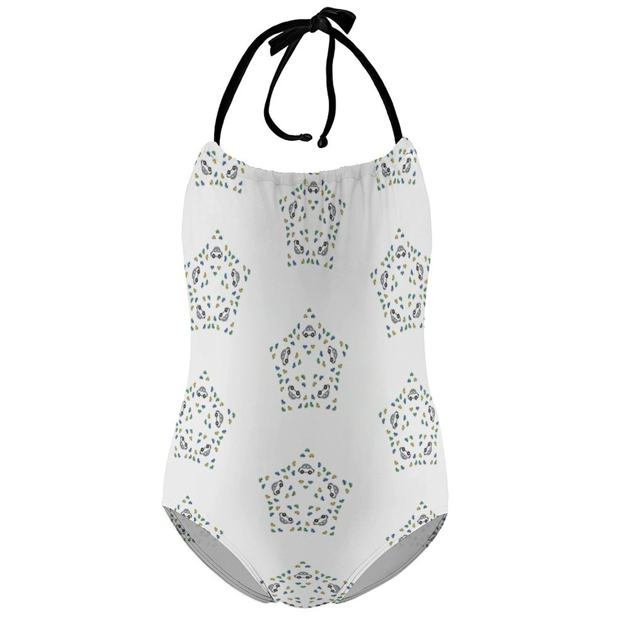 Cute Geometric Star Tie-Neck Swimsuit for Girls