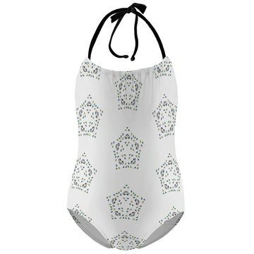 Cute Geometric Star Tie-Neck Swimsuit for Girls