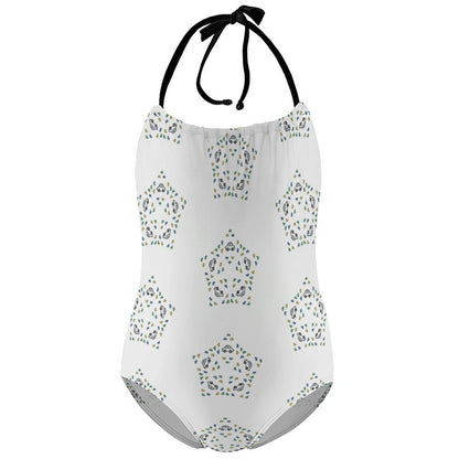 Cute Geometric Star Tie-Neck Swimsuit for Girls
