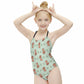 Cute Fox Print Halter Girls Swimsuit | One-Piece AOP