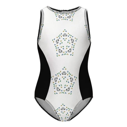 Girls' Geometric Star Zip-Back One-Piece Swimsuit