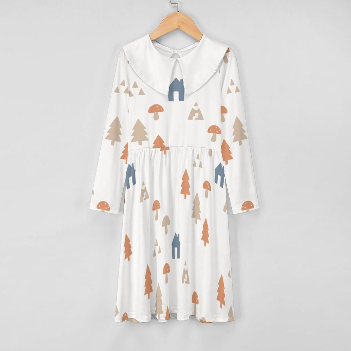 Girls' Woodland Print Peter Pan Collar Dress