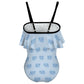 Girls' Blue Elephant Print Off-Shoulder Swimsuit