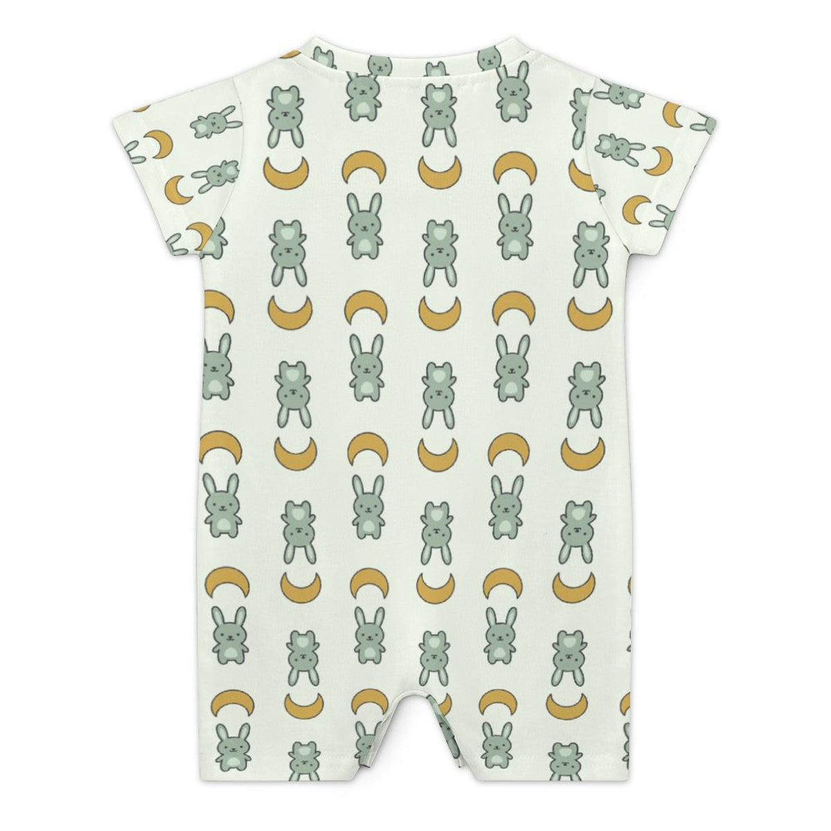 Cute Cotton Baby Bunny & Moon Short Sleeve Romper