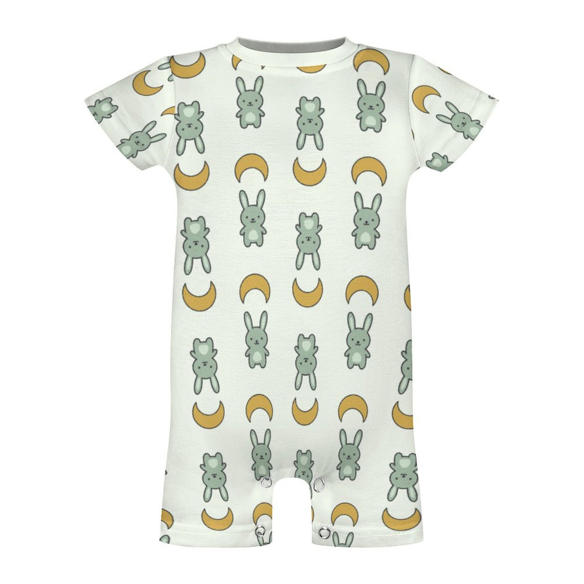 Cute Bunny & Moon Short Sleeve Baby Bodysuit | 180gsm