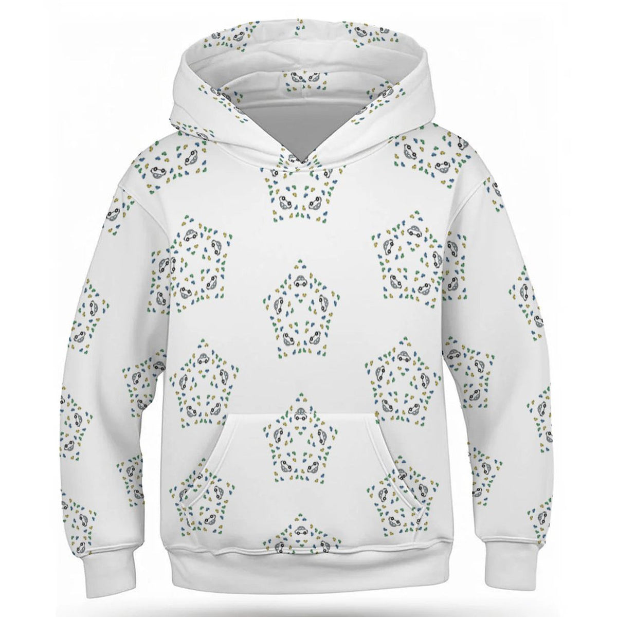 White Star Floral Print Kids' Hooded Sweatshirt