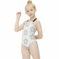 Girls' White Geometric Star Athletic Bathing Suit