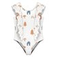 Cute Woodland Print Frill Shoulder Girls' Swimsuit