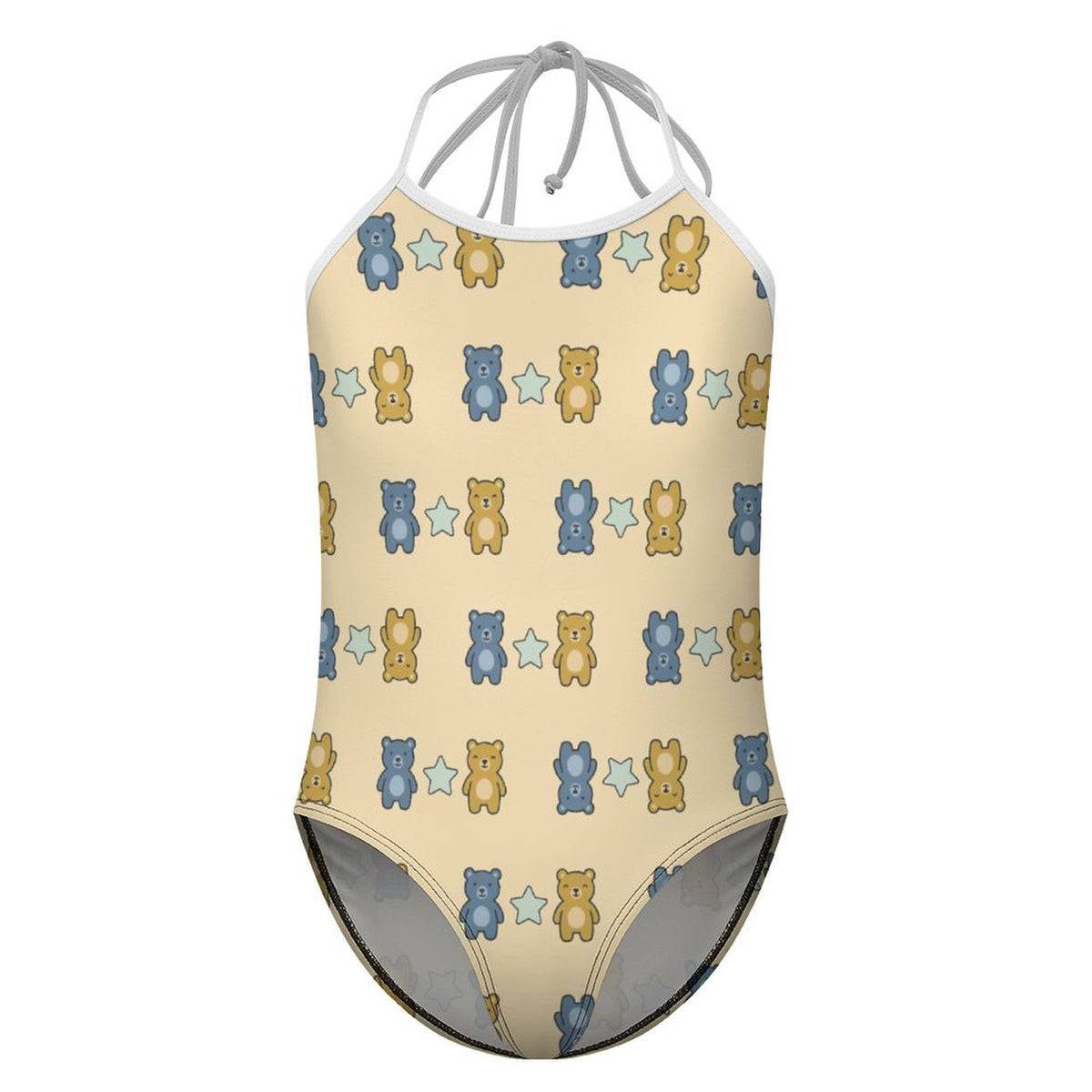 Cute Teddy Bear Spaghetti Strap Girls Swimsuit | AOP