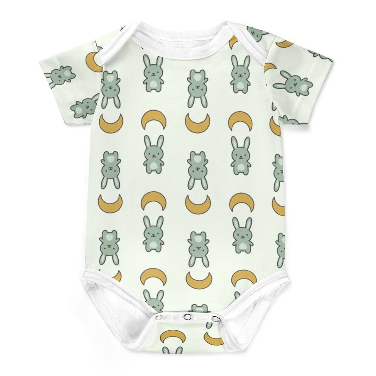 Cute Bunny & Moon Short Sleeve Baby Romper | 220gsm