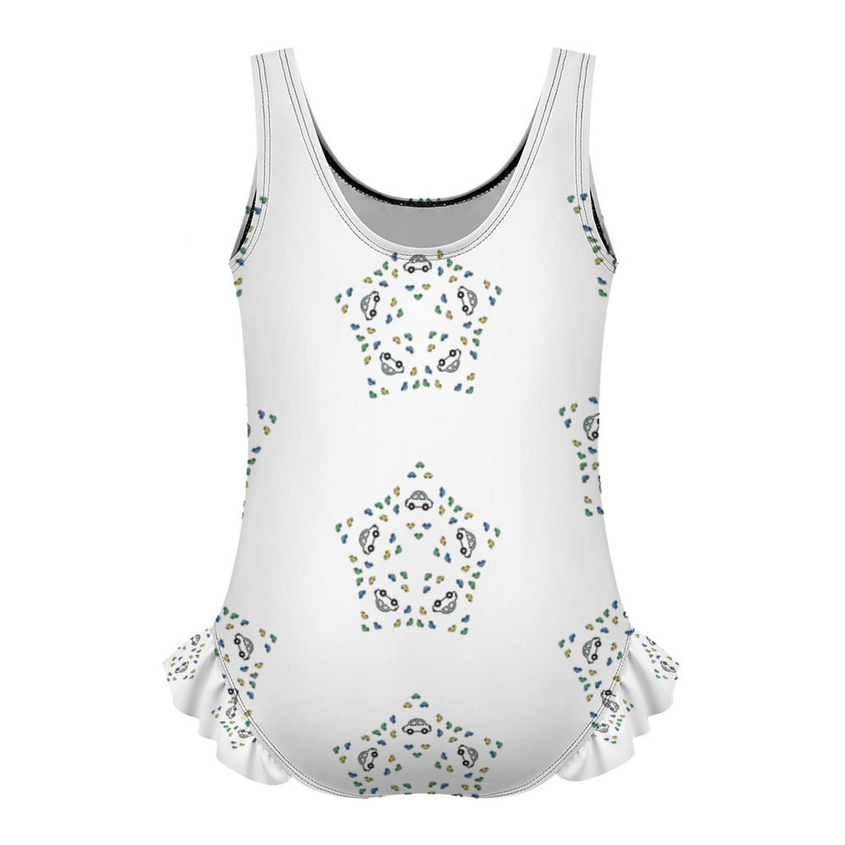 Cute White Star Print One-Piece Swimsuit for Girls