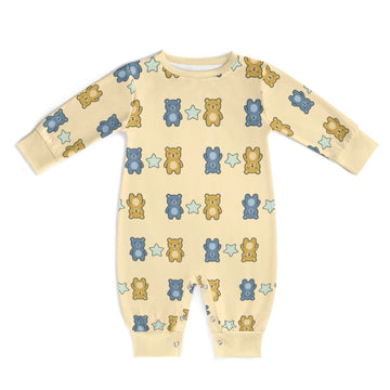 Teddy Bear Print Long Sleeve Baby Romper | Custom AOP